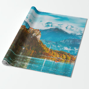 Bled Castle built on top of a cliff overlooking la Wrapping Paper
