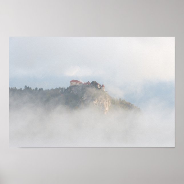Bled castle surrounded by clouds poster (Front)