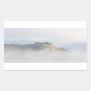 Bled castle surrounded by clouds rectangular sticker