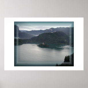 Bled lake, view from above with the castle poster