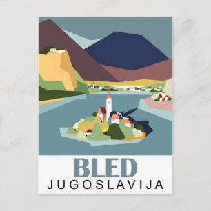 Bled lake, Yugoslavia, Slovenia, vintage travel Postcard