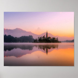 Bled Slovenia at Sunset Poster