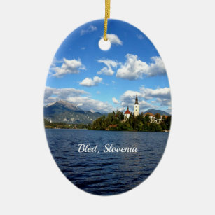 Bled, Slovenia--landscape photograph, Ceramic Ornament