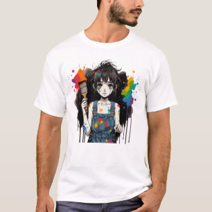 Bleed Colours Crying Artist Girl Manga Anime Creat T-Shirt