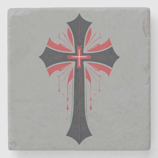 Bleeding Cross  Stone Coaster (Front)