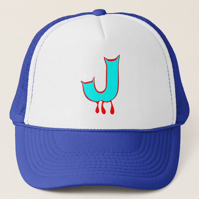 ╚»★Bleeding Devil's Teeth-Initial J Trucker Hat★«╝ Hat (Front)