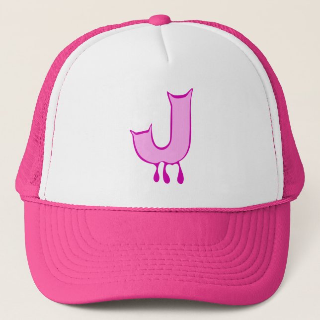 ╚»★Bleeding Devil's Teeth-Initial J Trucker Hat★«╝ Hat (Front)