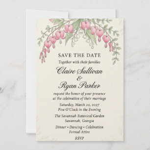 Bleeding Heart and Lily of the Valley Watercolor Invitation