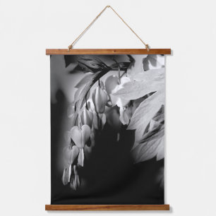 Bleeding Heart Flowers In Black And White Hanging Tapestry