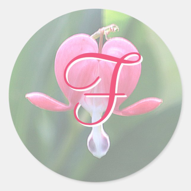 Bleeding Heart Flowers Monogram F Stickers (Front)