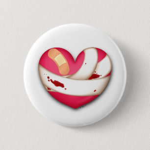 Bleeding Heart in Bandages Humourous 6 Cm Round Badge