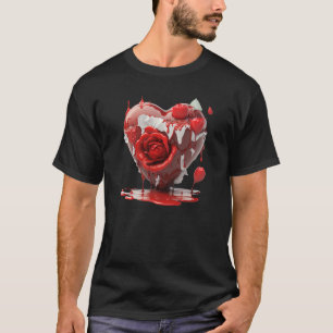 Bleeding Heart Roses Valentines Day Boyfriend Girl T-Shirt