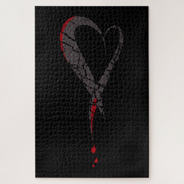 Bleeding heart. Wounded sad heart. Darkness. Jigsaw Puzzle (Vertical)