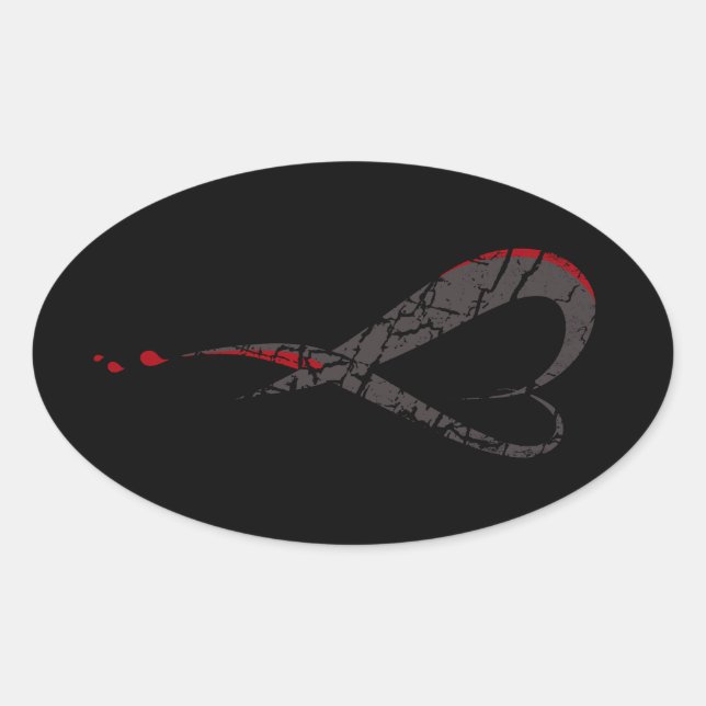 Bleeding heart. Wounded sad heart. Darkness. Oval Sticker (Front)