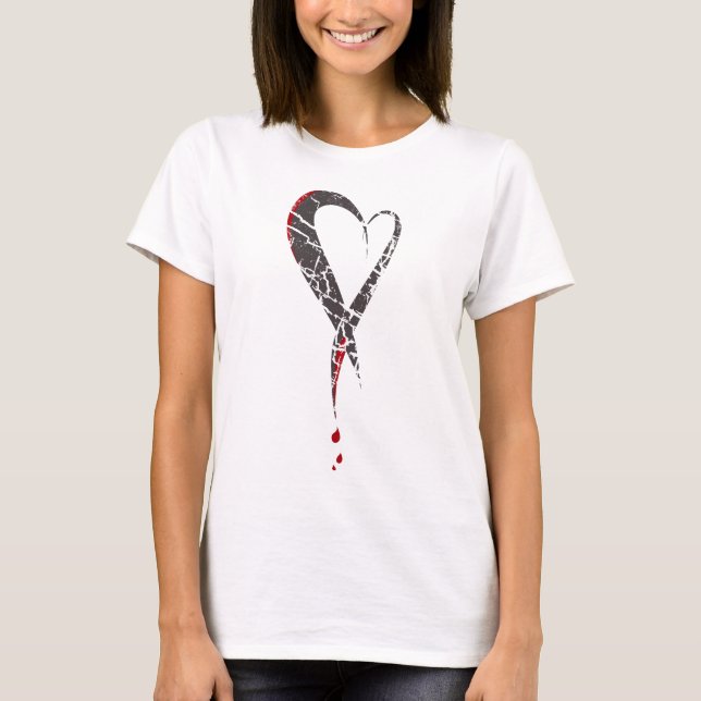 Bleeding heart. Wounded sad heart. Darkness. T-Shirt (Front)