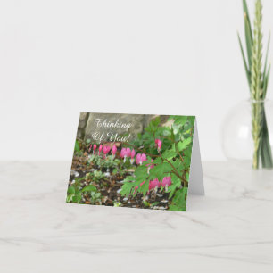 BLEEDING HEARTS DANGLING FROM STEM CARD