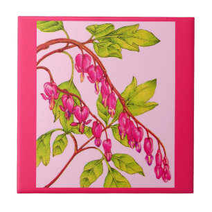 bleeding hearts flowers ceramic tile