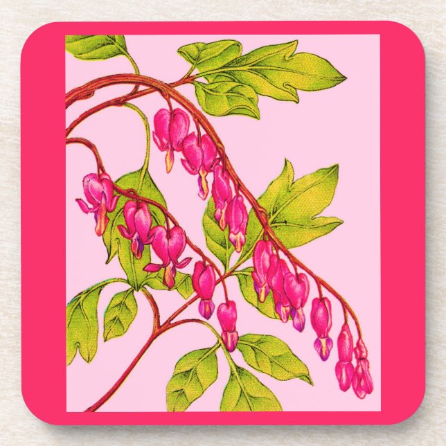 bleeding hearts flowers print coaster (Front)