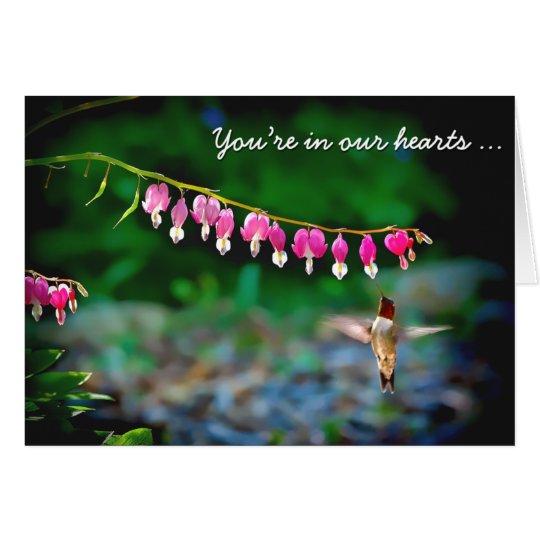 Bleeding Hearts Hummingbird Thinking of You Card