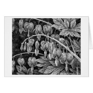 Bleeding Hearts Pen and Ink Drawing Card