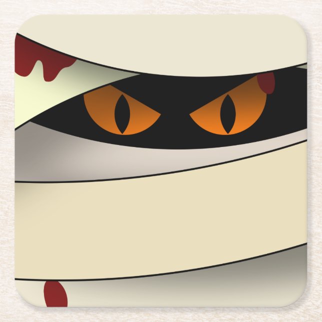 Bleeding Mummy Halloween Square Paper Coaster (Front)