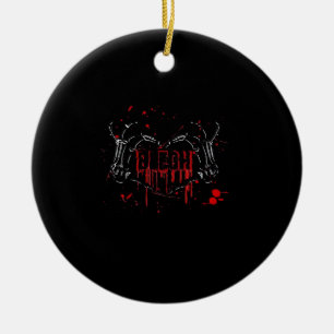 Blegh Breakdown Skeleton Heart Hands Emo Screamo Ceramic Ornament