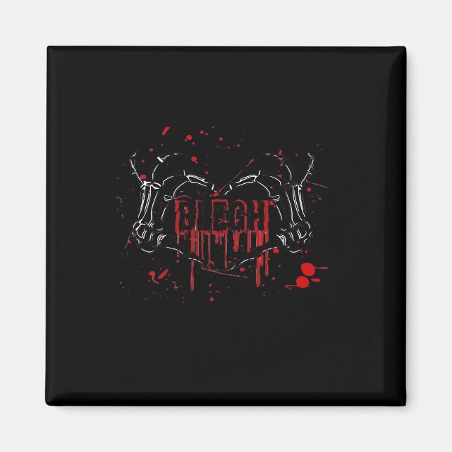 Blegh Breakdown Skeleton Heart Hands Emo Screamo Magnet (Front)