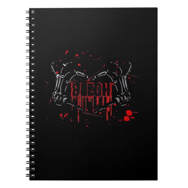 Blegh Breakdown Skeleton Heart Hands Emo Screamo Notebook (Front)
