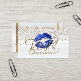 Blend it Beautiful Gold Confetti & Blue Lips 1 Business Card