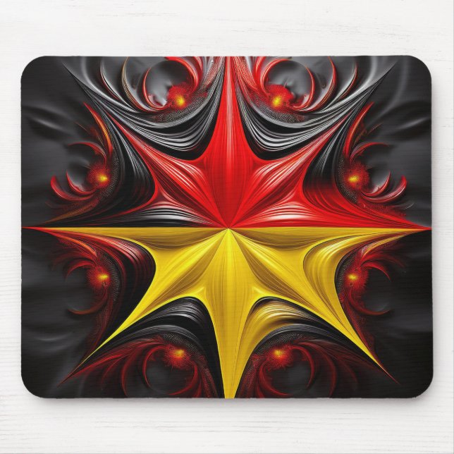 Blend of Mandelbrot Fractal With The German Flag Mouse Pad (Front)