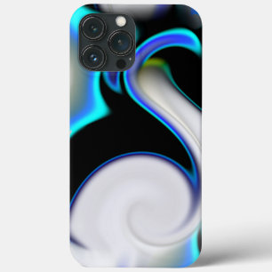 Blend of smooth with blue neon curves over shadow  iPhone 13 pro max case