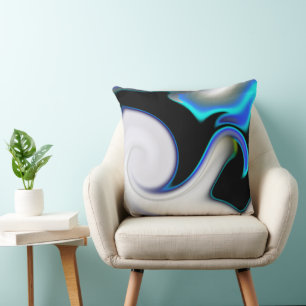 Blend of smooth with blue neon curves over shadow cushion