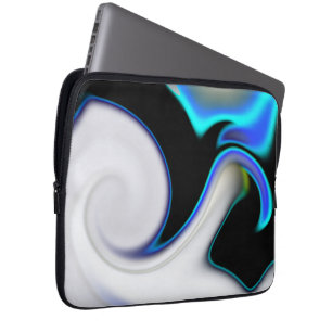 Blend of smooth with blue neon curves over shadow laptop sleeve
