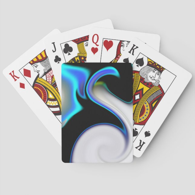 Blend of smooth with blue neon curves over shadow  playing cards (Back)