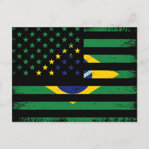Blend Of The American And Brazilian Flags, Brazil Postcard