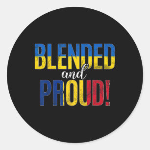 Blended And Proud Nationality Half Ukrainian Half Classic Round Sticker