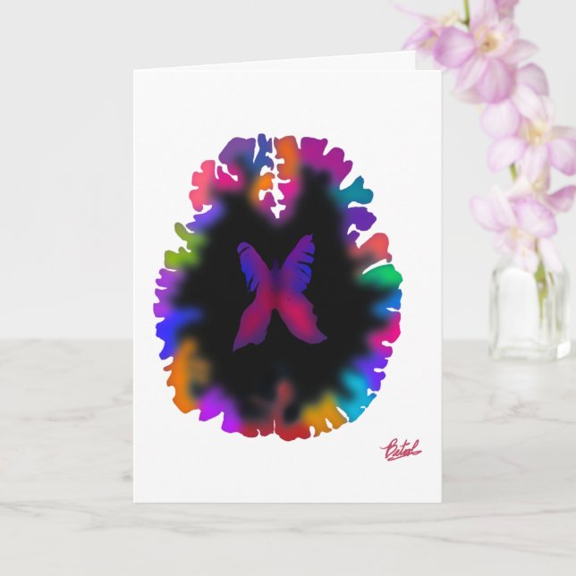 Blended colours brain design card (Orchid)