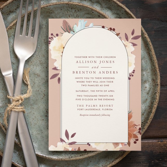 Blended Families Botanical Autumn Floral Invitation (Creator Uploaded)