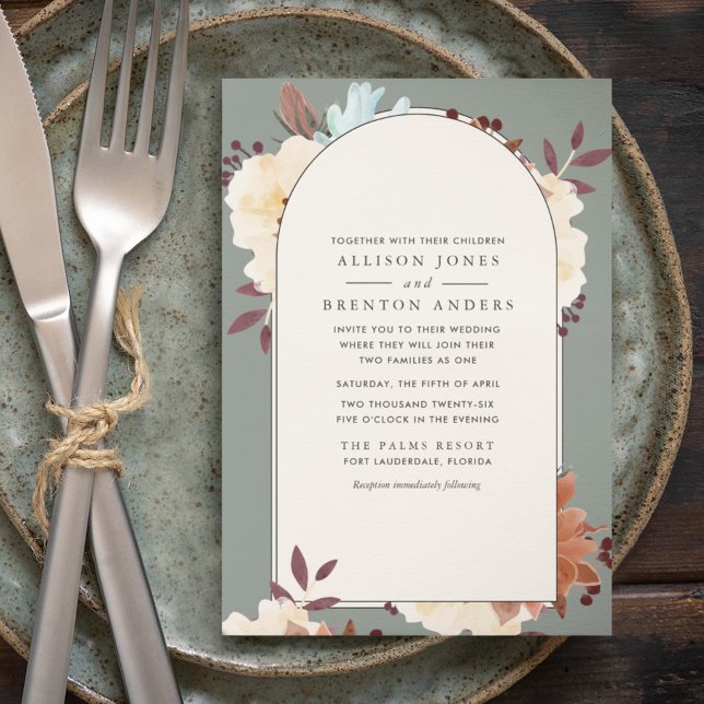 Blended Families Botanical Floral Wedding Invitation (Creator Uploaded)