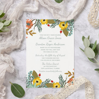 Blended Families Garden Floral Wedding Invitation