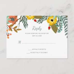 Blended Families Garden Floral Wedding RSVP Card