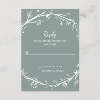 Blended Families Green Wreath Wedding RSVP