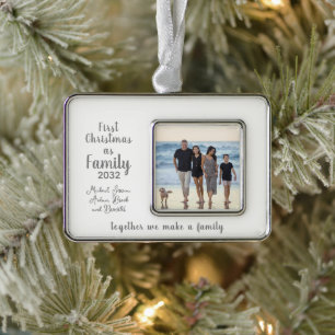 Blended Family 1st Christmas Personalised Photo Silver Plated Framed Ornament