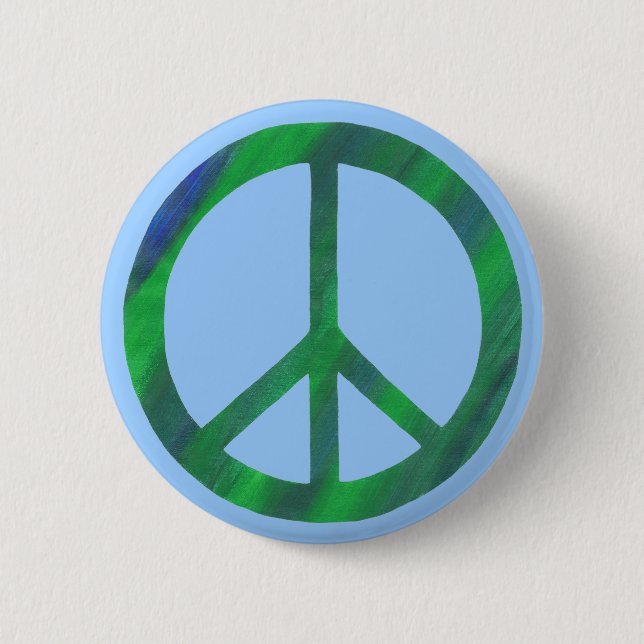 Blended Green Blue Peace Sign buttons (Front)