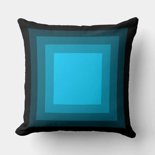 Blended Squares - Black to Sky Blue Cushion (Front)