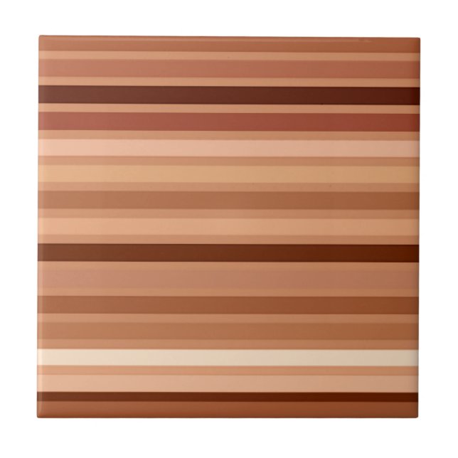 Blended Stripes, Brown, Tan and Cream      Ceramic Tile (Front)