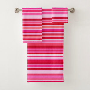 Blended Stripes, Fuchsia, Maroon and Pink  Bath Towel Set