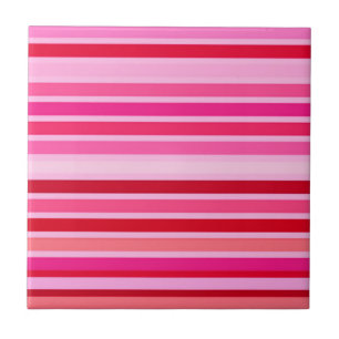 Blended Stripes, Fuchsia, Maroon and Pink  Ceramic Ceramic Tile