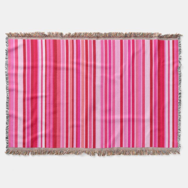 Blended Stripes, Fuchsia, Maroon and Pink  Throw Blanket (Front)