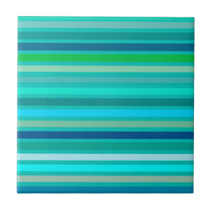 Blended Stripes, Fuchsia, Ocean Blue and Turquoise Ceramic Tile